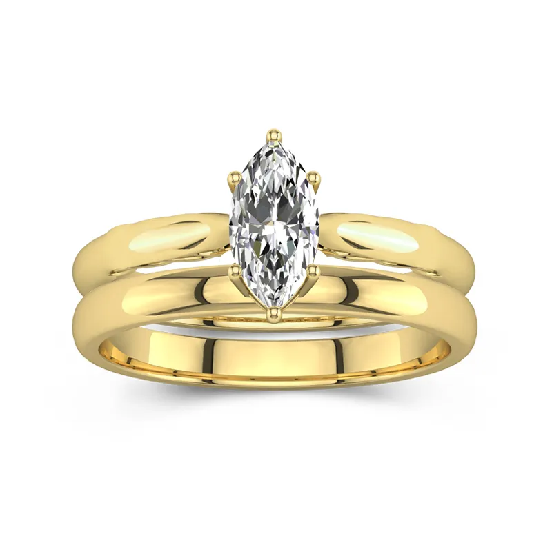 14K Gold Solitaire Traditional Shank Bridal Set