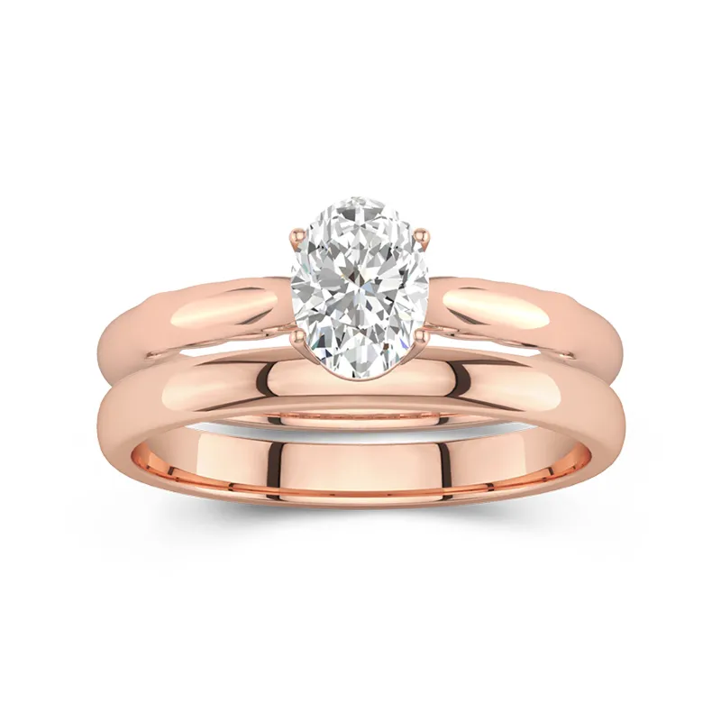 14K Rose Gold Solitaire Traditional Shank Bridal Set