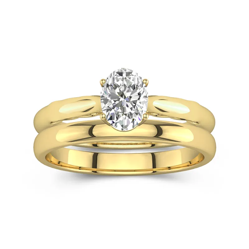 14K Gold Solitaire Traditional Shank Bridal Set