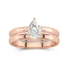 Or rose 14 carats Solitaire Tige Traditionnelle Ensemble nuptial