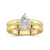 Or 14 carats Solitaire Tige Traditionnelle Ensemble nuptial