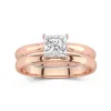 14K Rose Gold Solitaire Traditional Shank Bridal Set