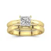 14K Gold Solitaire Traditional Shank Bridal Set