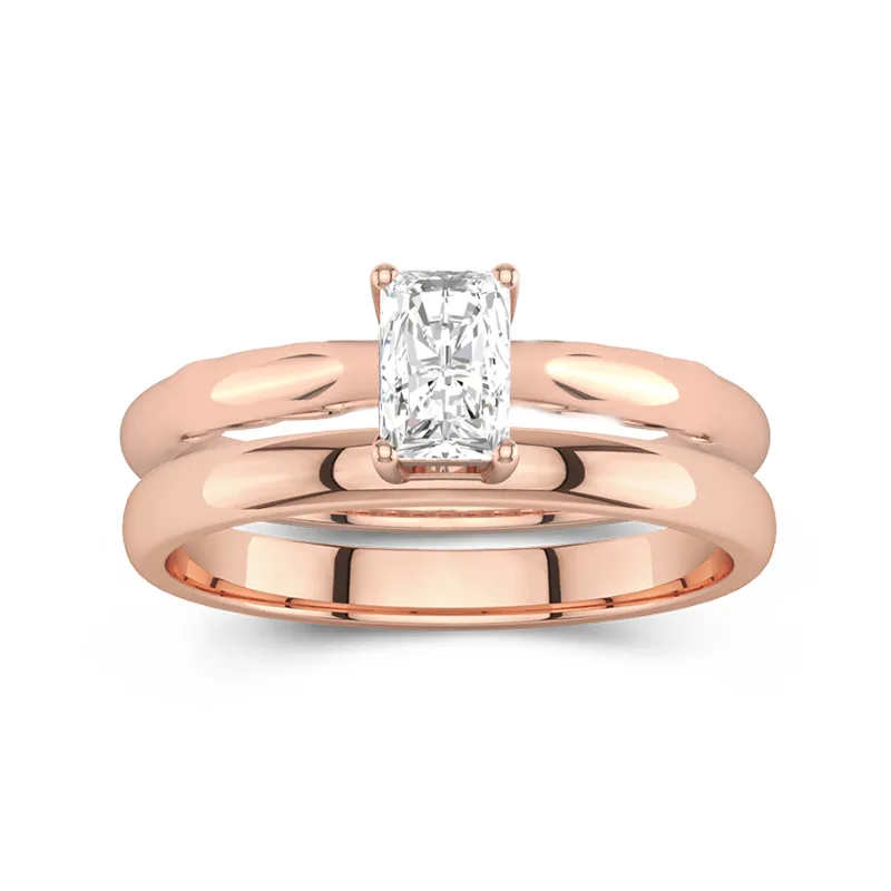 14K Rose Gold Solitaire Traditional Shank Bridal Set