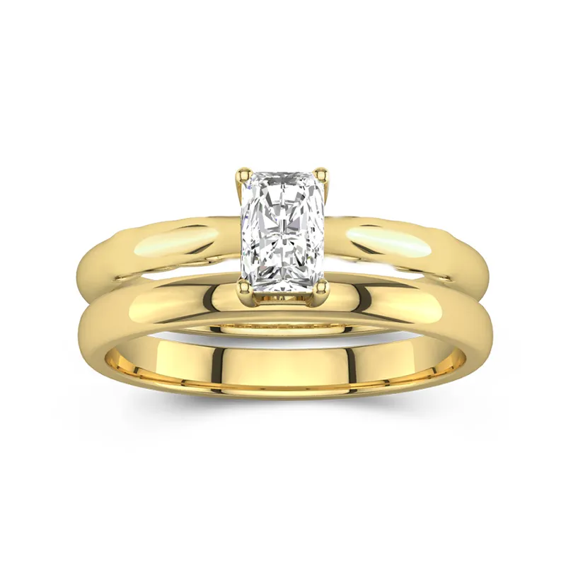 14K Gold Solitaire Traditional Shank Bridal Set