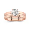 14K Rose Gold Solitaire Traditional Shank Bridal Set