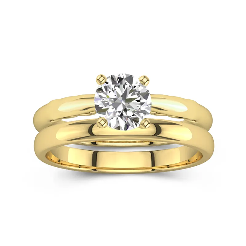 14K Gold Solitaire Traditional Shank Bridal Set