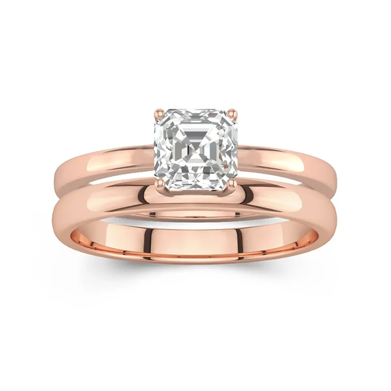 Or rose 14 carats Halo caché Tige Traditionnelle Ensemble d'alliances