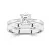 Platinum Hidden Halo Traditional Shank Wedding Ring Set