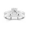 18K White Gold Hidden Halo Traditional Shank Wedding Ring Set