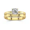 14K Gold Hidden Halo Traditional Shank Wedding Ring Set