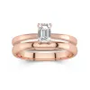 18K Rose Gold Hidden Halo Traditional Shank Wedding Ring Set