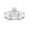 18K White Gold Hidden Halo Traditional Shank Wedding Ring Set