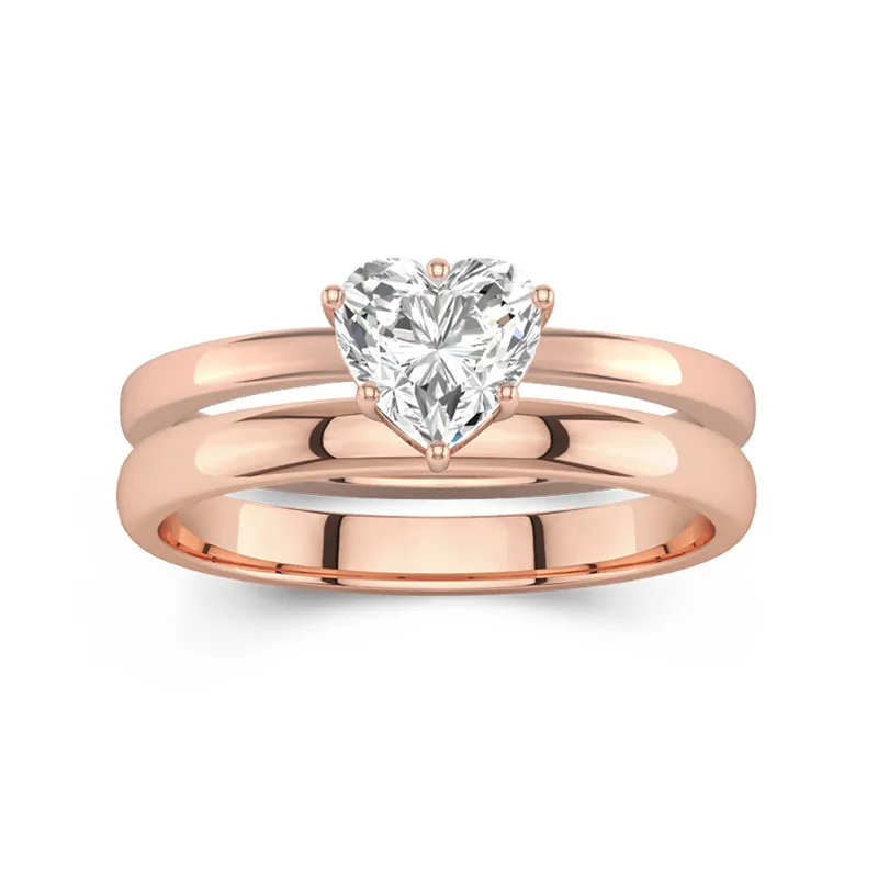 Or rose 14 carats Halo caché Tige Traditionnelle Ensemble d'alliances