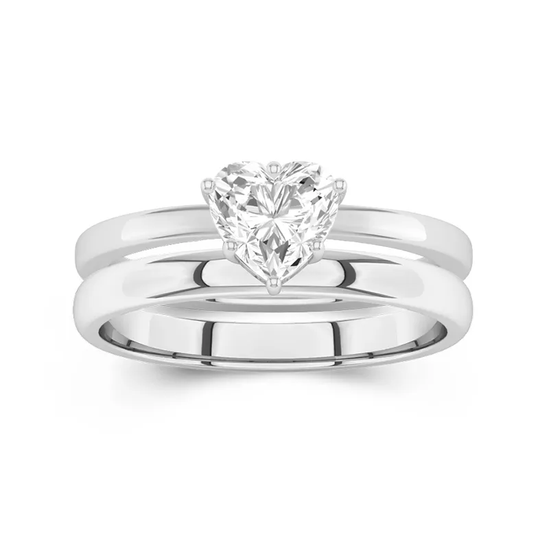 Platinum Hidden Halo Traditional Shank Wedding Ring Set