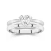 18K White Gold Hidden Halo Traditional Shank Wedding Ring Set