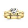 14K Gold Hidden Halo Traditional Shank Wedding Ring Set