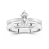 18K White Gold Hidden Halo Traditional Shank Wedding Ring Set