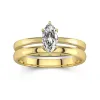 14K Gold Hidden Halo Traditional Shank Wedding Ring Set