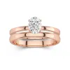 18K Rose Gold Hidden Halo Traditional Shank Wedding Ring Set