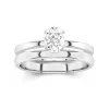 Platinum Hidden Halo Traditional Shank Wedding Ring Set