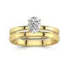 14K Gold Hidden Halo Traditional Shank Wedding Ring Set