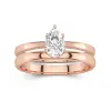 14K Rose Gold Hidden Halo Traditional Shank Wedding Ring Set