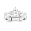 18K White Gold Hidden Halo Traditional Shank Wedding Ring Set