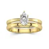 14K Gold Hidden Halo Traditional Shank Wedding Ring Set