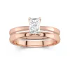 14K Rose Gold Hidden Halo Traditional Shank Wedding Ring Set