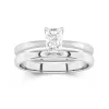 Platinum Hidden Halo Traditional Shank Wedding Ring Set