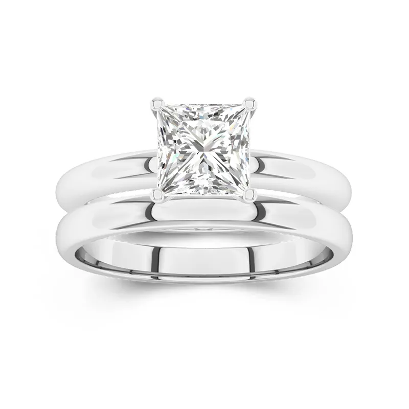 Simple Princess 2.00ct Moissanite Wedding Ring Set