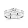 Plated Wide Beaded Wedding Ring Set