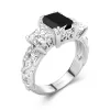 Noir Zircon cubique Bague de fiançailles