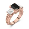 Noir Zircon cubique Bague de fiançailles