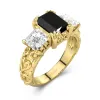 Black Cubic Zirconia Engagement Ring