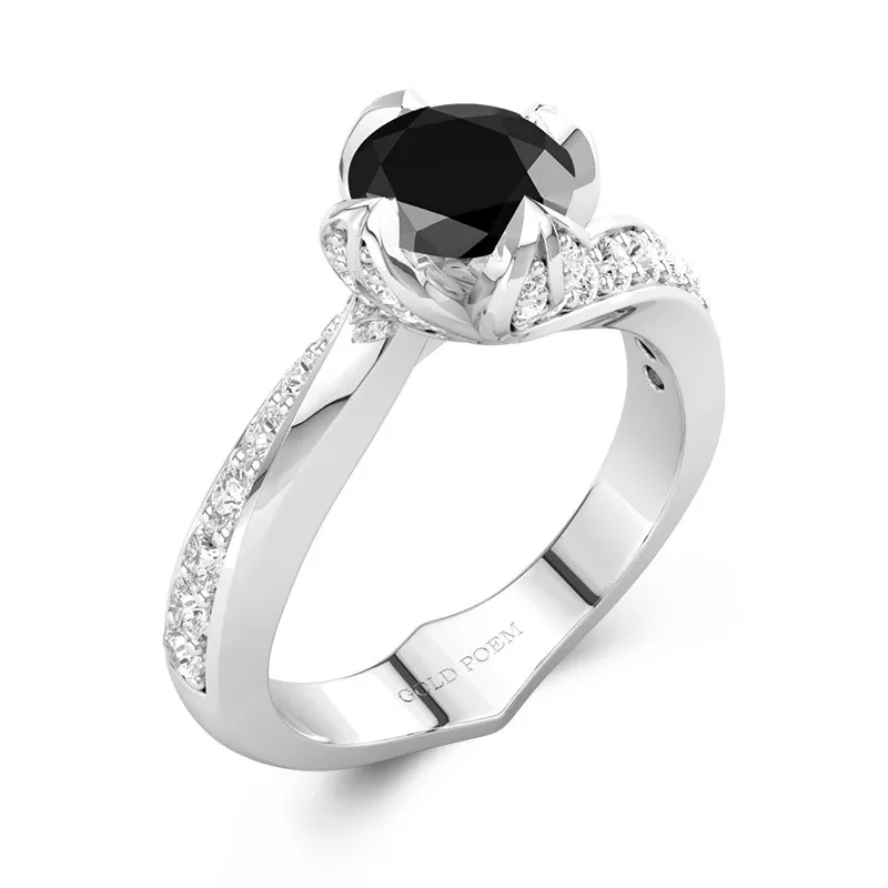 Noir Zircon cubique Bague de fiançailles