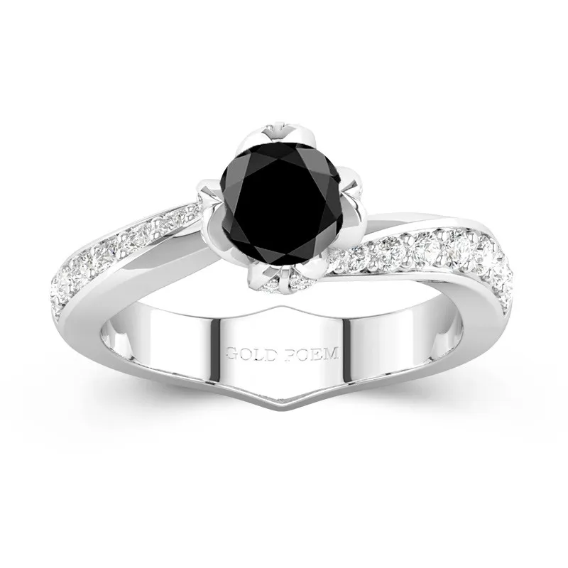 Noir Zircon cubique Bague de fiançailles