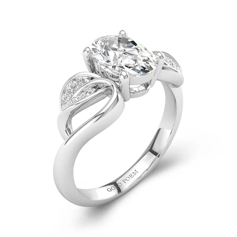 925 Sterling Silver Prong Flair Shank Engagement Ring