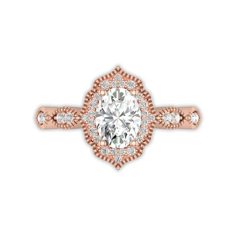 14K Rose Gold Moissanite Engagement Ring