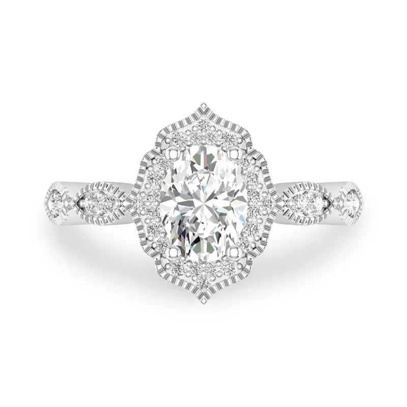 14K White Gold Moissanite Engagement Ring