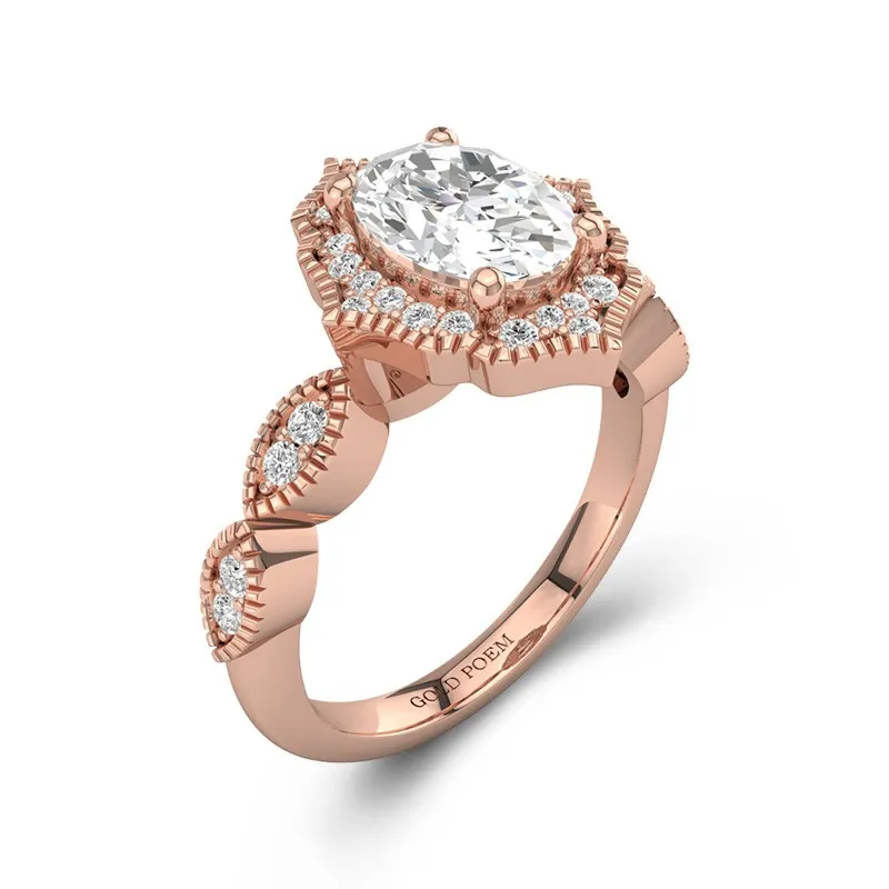 14K Rose Gold Moissanite Engagement Ring