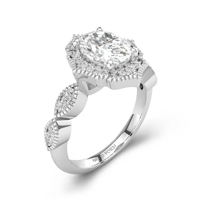 14K White Gold Moissanite Engagement Ring