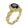 Noir Zircon cubique Bague de fiançailles