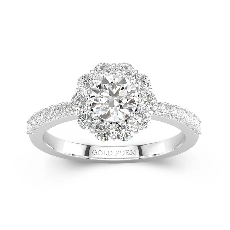 18K White Gold Moissanite Engagement Ring