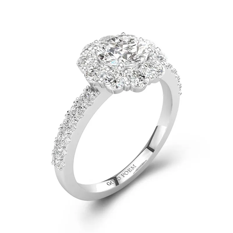 18K White Gold Moissanite Engagement Ring