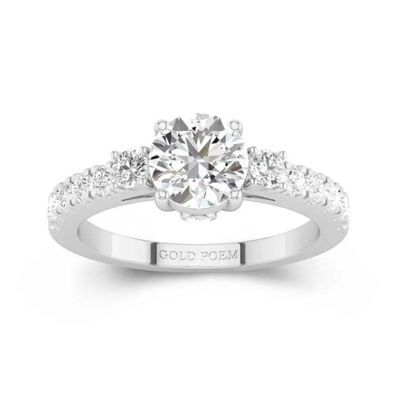Three Stone Cathedral Engagement Ring 1.20ct Moissanite