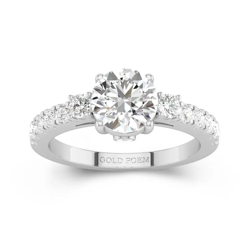 Three Stone Cathedral Engagement Ring 1.50ct Moissanite