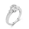 Three Stone Cathedral Engagement Ring 1.20ct Moissanite