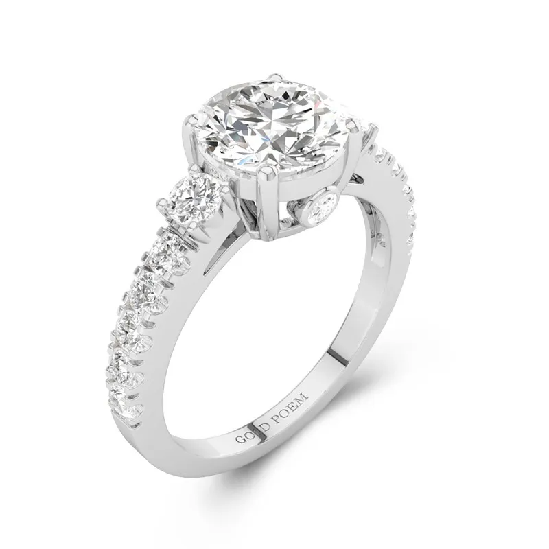 Three Stone Cathedral Engagement Ring 1.50ct Moissanite